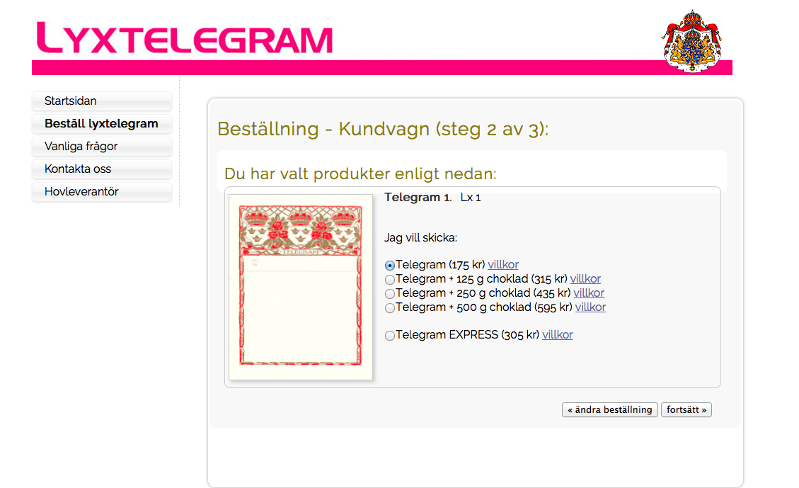 H.S.H. Furst Frei skickar bröllopstelegram till Fursteparet