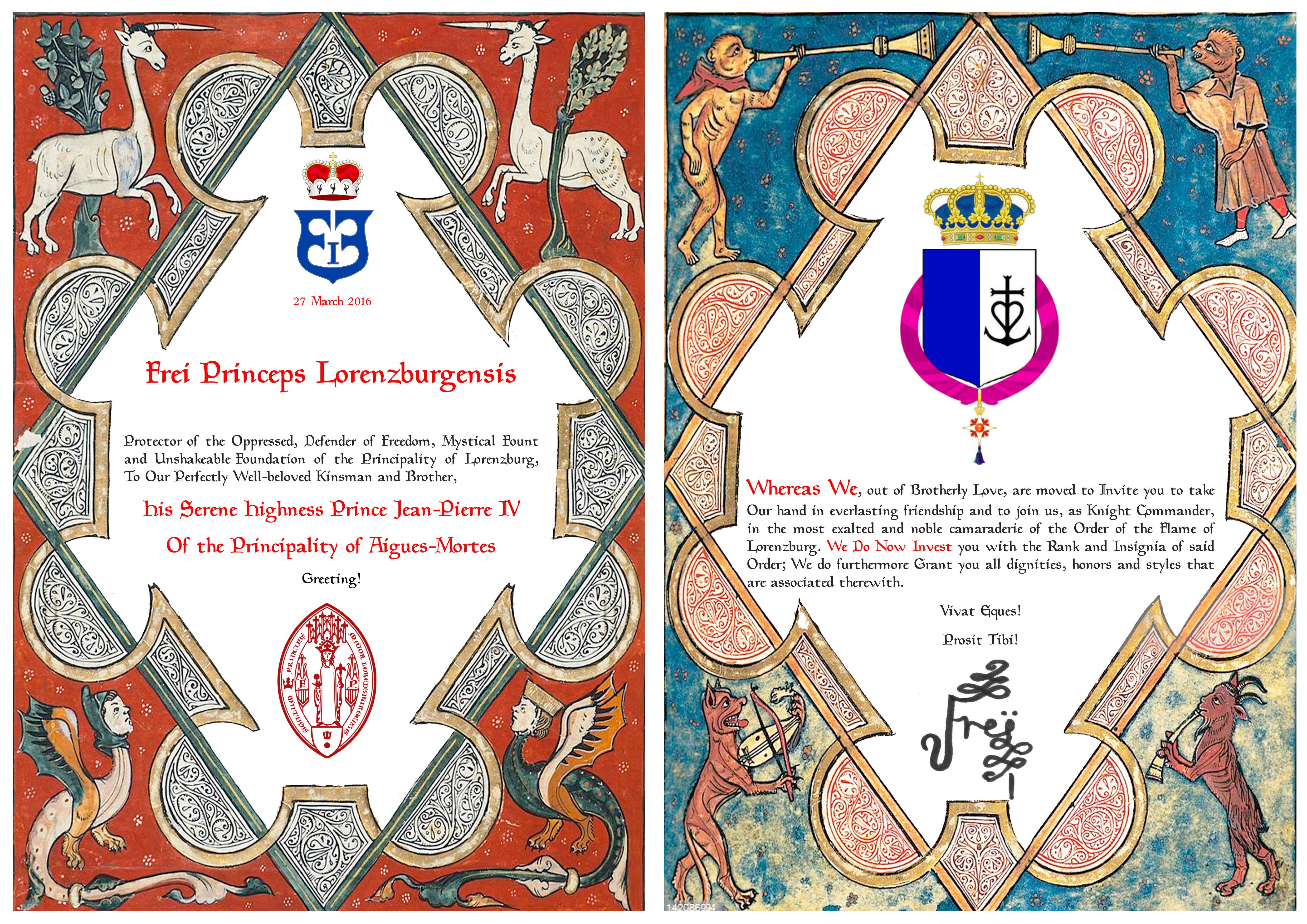 H.S.H. Prince Jean-Pierre IV of Aigues-Mortes is appointed Knight Commander of the Order of the Flame