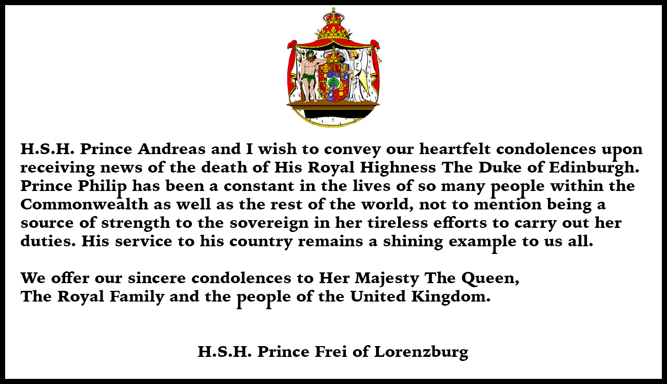 Condolences at the death of H.R.H. the Duke of Edinburgh